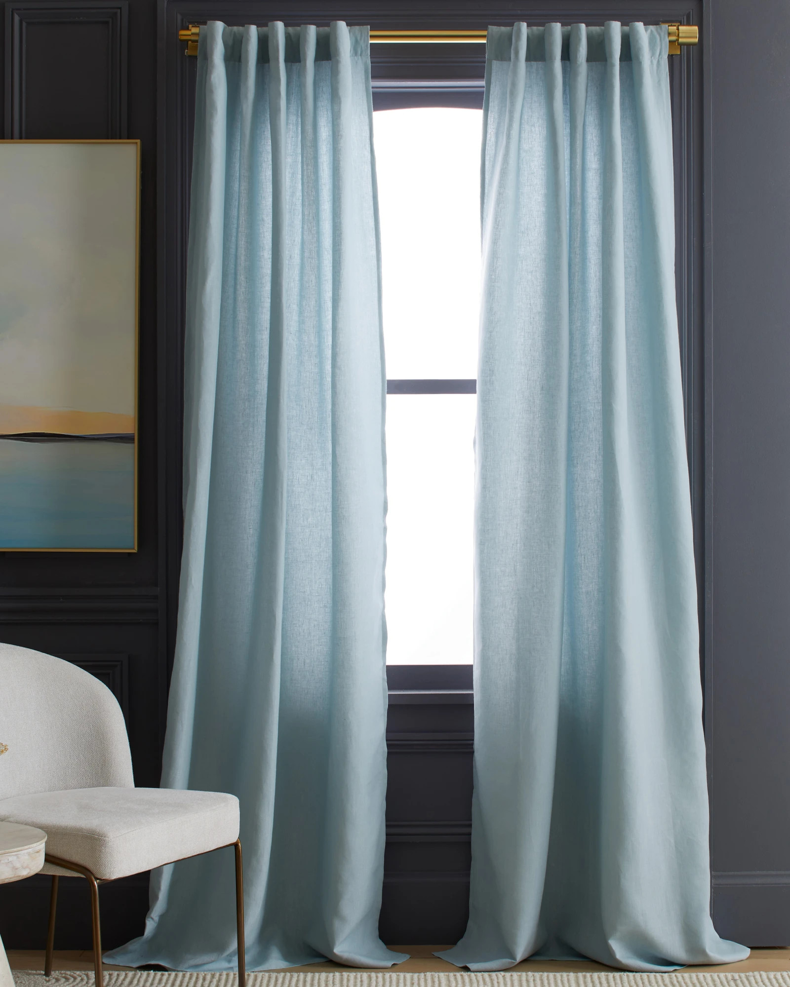 European Linen Curtain in Light Blue | Quince