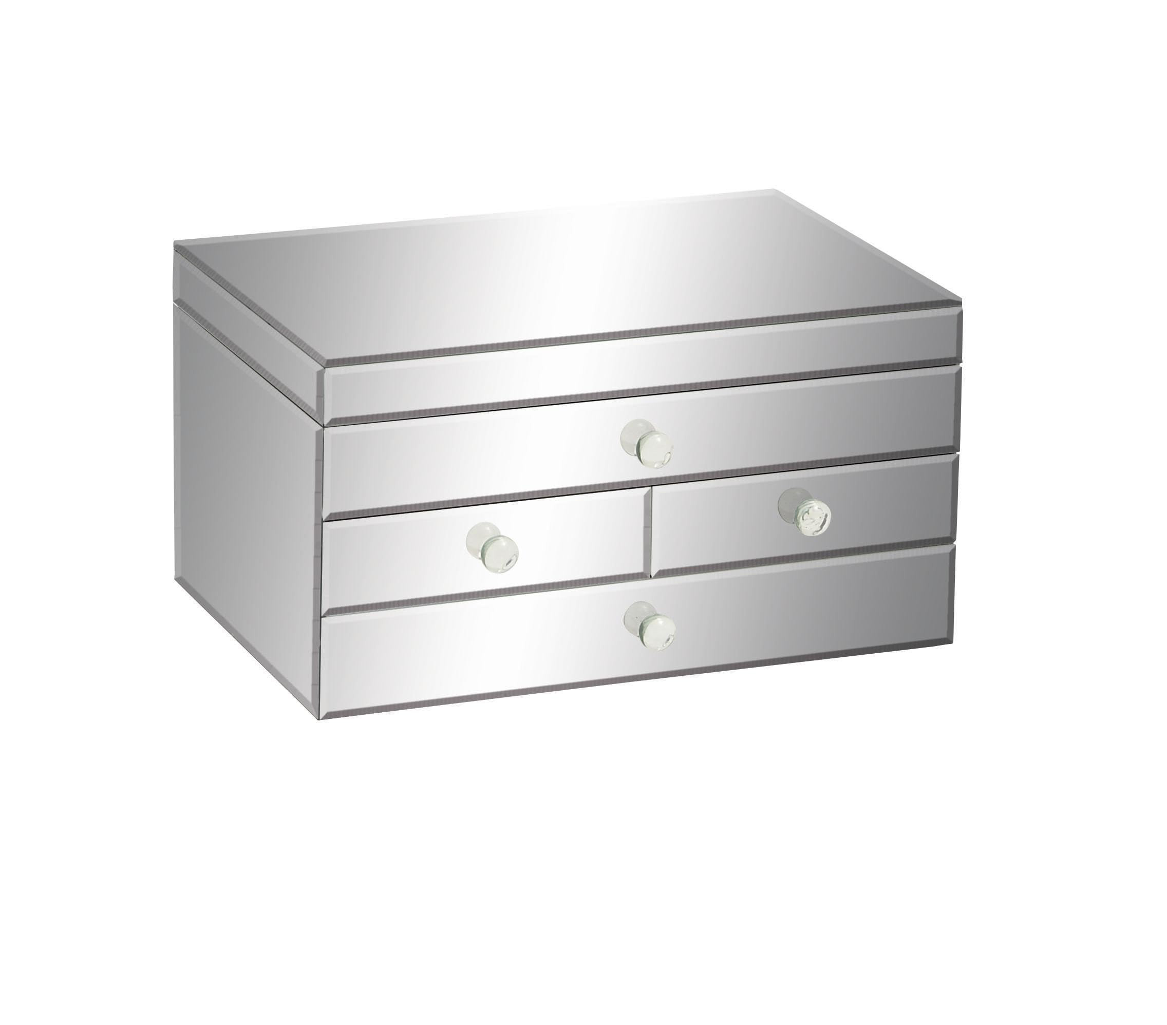 Deco 79 Glass Decorative Jewelry Box Mirrored 4 Drawer Jewelry Organizer with Flip Top Storage, J... | Amazon (US)