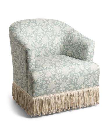 30x24 Mabel Swivel Chair With Corded Fringe Skirt | Polyester | Marshalls