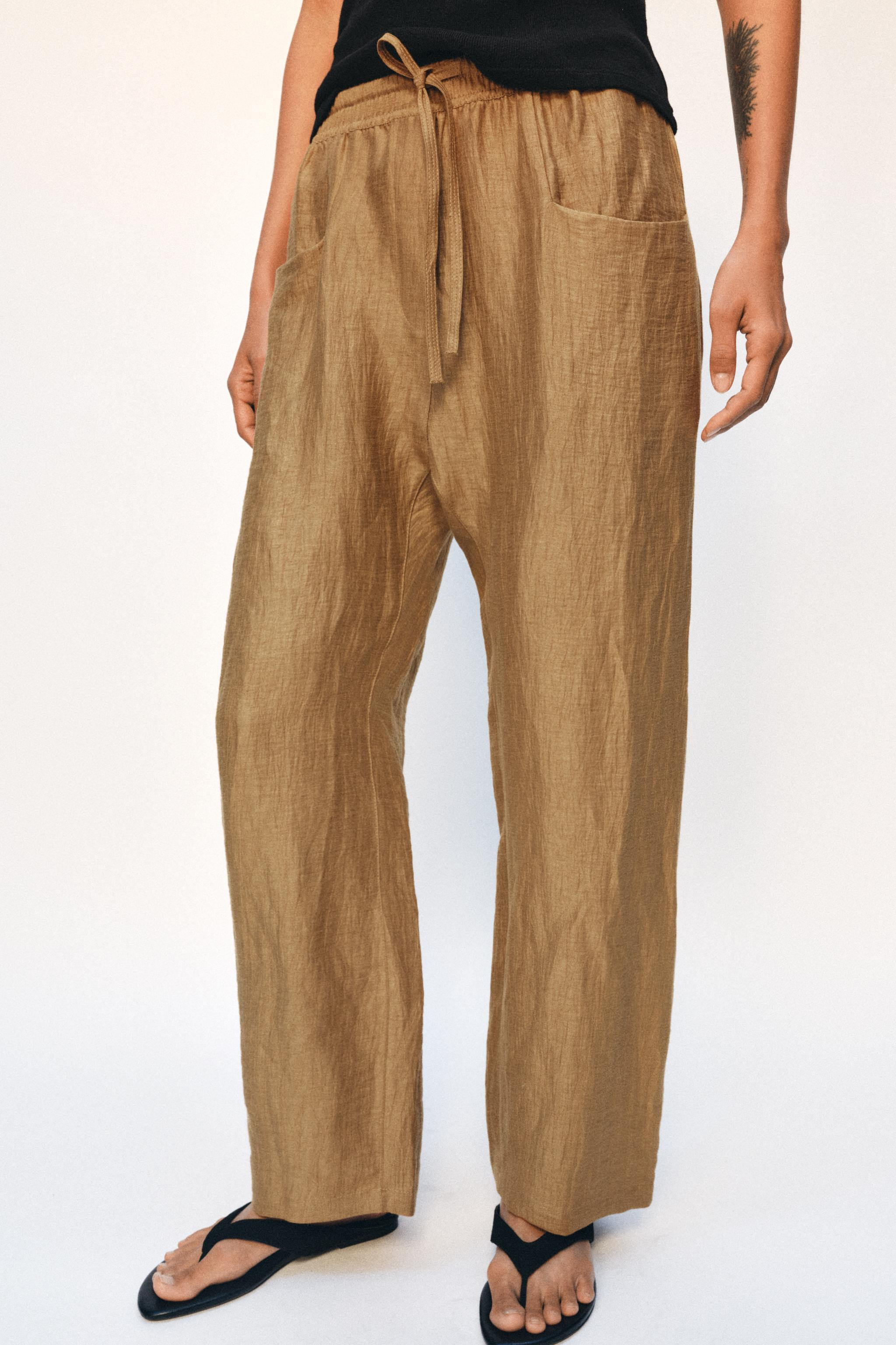 ZW COLLECTION LINEN BLEND PANTS | Zara US