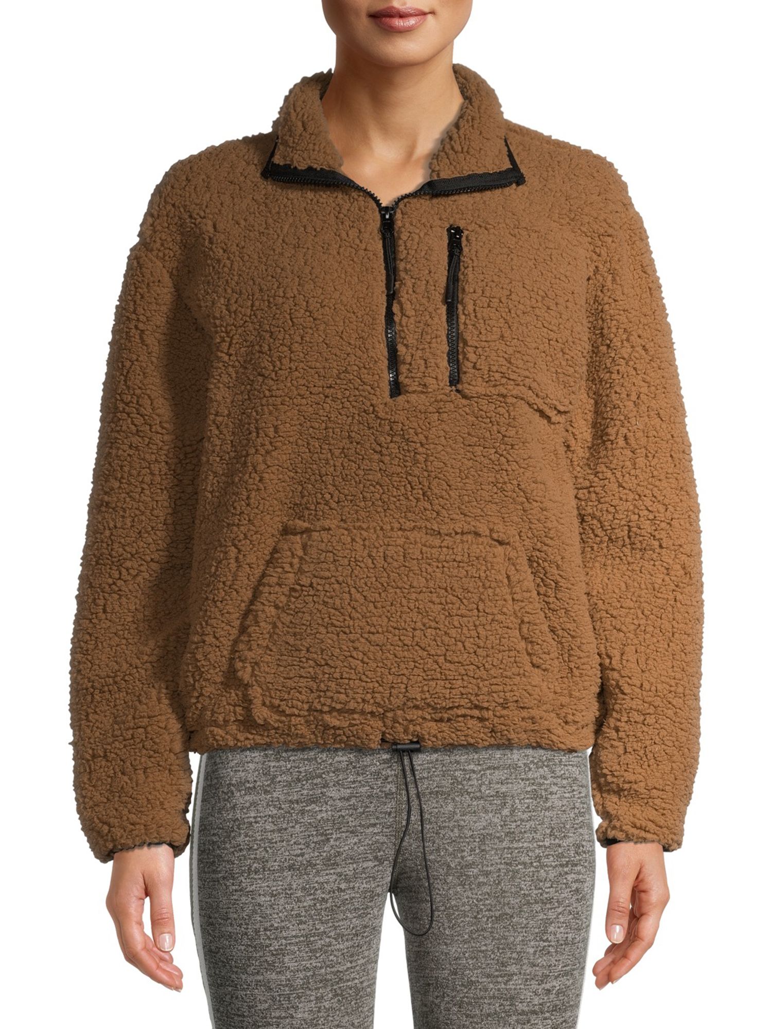 No Boundaries Juniors Half-Zip Faux Sherpa Pullover | Walmart (US)