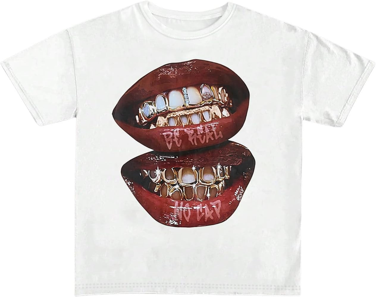 Verdusa Graphic Tees for Women Lips Print 2000s Clothing Short Sleeve Graphic T Shirts Y2k Going ... | Amazon (US)