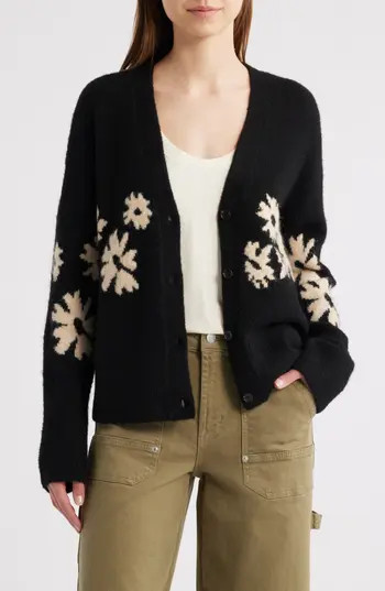 Rails Georgina Floral Intarsia Cardigan in Yellow Daisies at Nordstrom Rack, Size X-Large | Nordstrom Rack