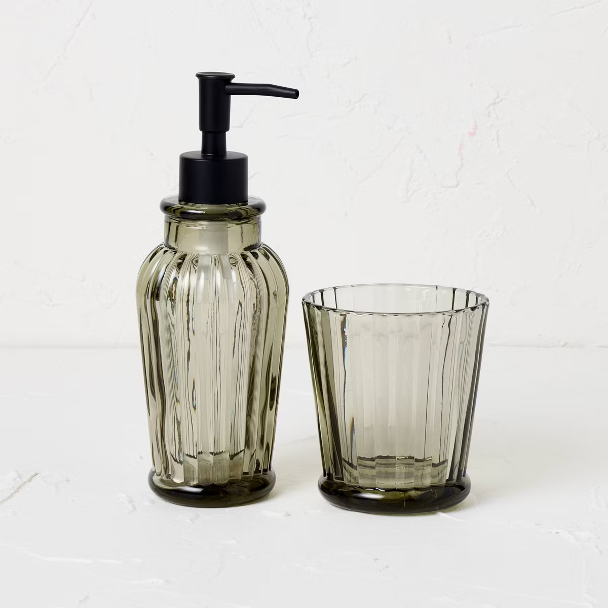 2pc Tall Soap Pump Set Gray - Opalhouse™ designed with Jungalow™: Glass Dispenser & Tumbler, ... | Target