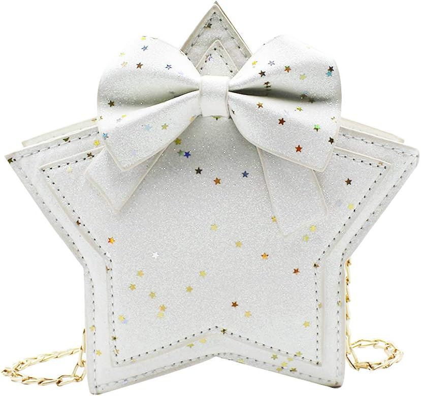 Little Girls Glitter Star Shape Crossbody Purse Handbag Small Bowknot Chain Bag Princess Messenge... | Amazon (US)
