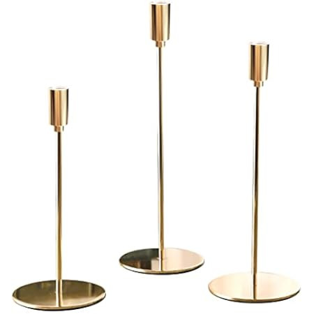 Lodayve Gold Candle Holders, Set of 3 Candle Holders for Candlesticks, Taper Candle Holder for Weddi | Amazon (US)