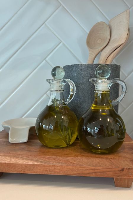 Recent kitchen decor finds - all under $50! We’ve been working on our kitchen styling - pulling in modern yet classic home decor pieces - including these 2 glass oil cruets for only $20!

 Kitchen decor | kitchen counter | home decor | target | Amazon

#LTKunder50 #LTKhome
