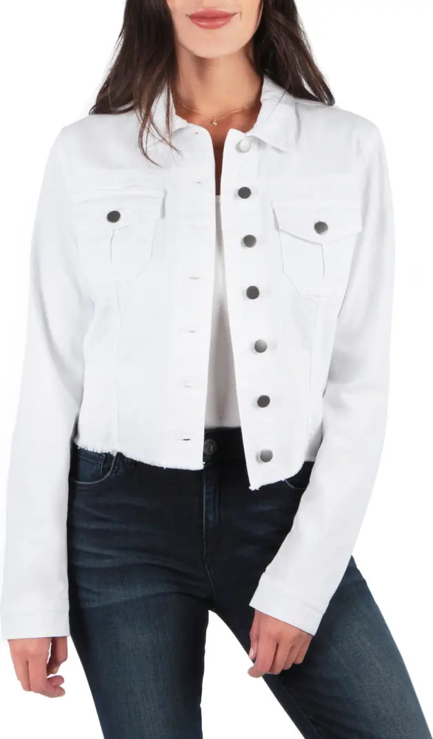 Kara Frayed Denim Trucker Jacket | Nordstrom