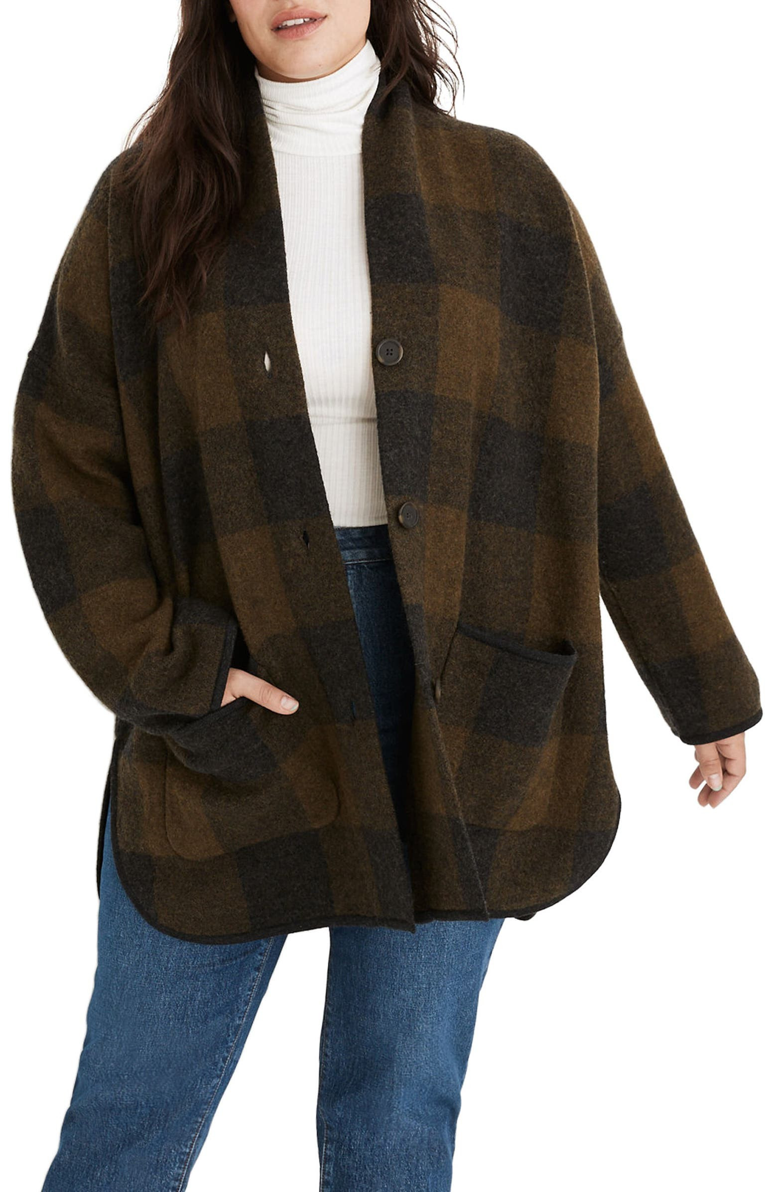 Madewell Buffalo Check Sweater Coat (Regular & Plus Size) | Nordstrom | Nordstrom