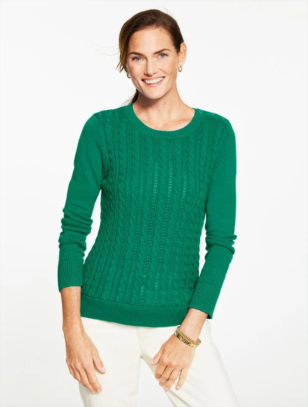 Cable Knit Crewneck Sweater - Colors | Talbots