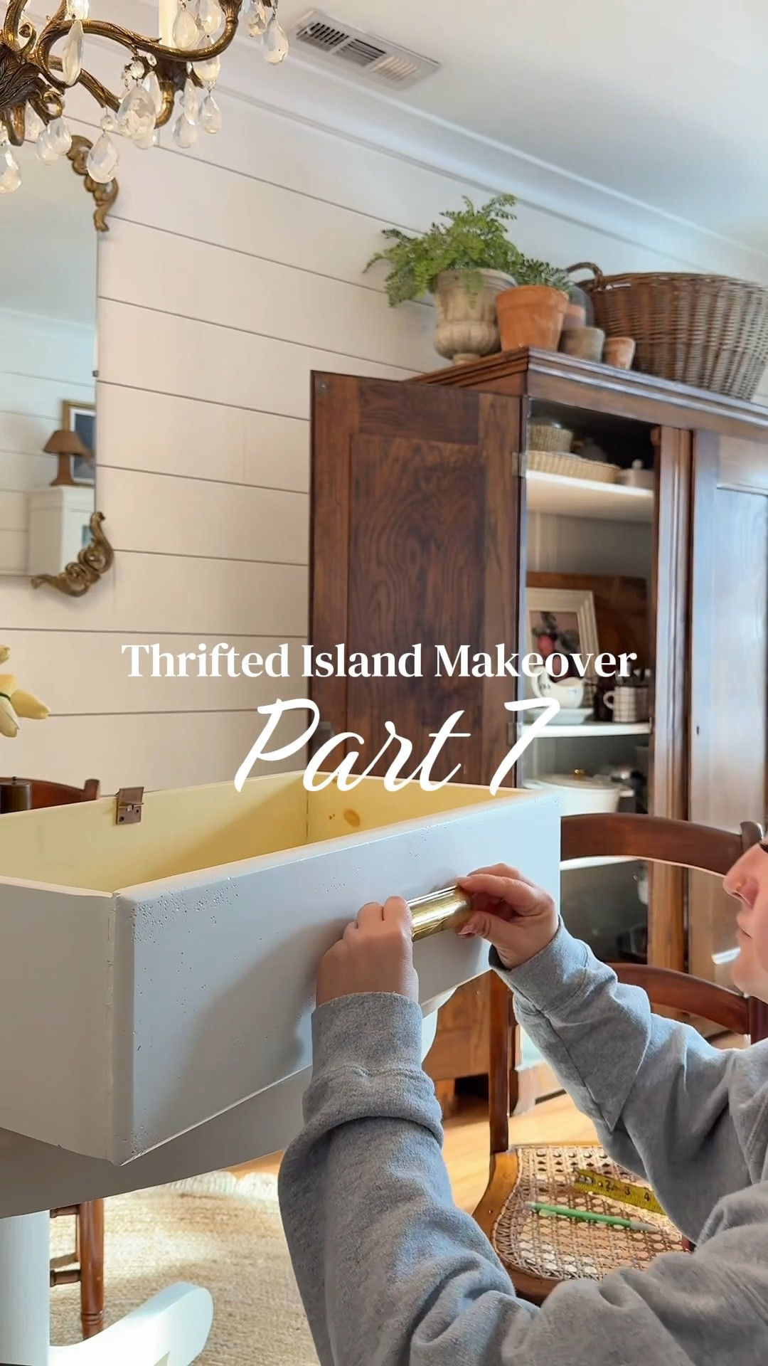 Part 7 Thrifted kitchen island makeover. Unlacquered brass hardware is timeless. The patina that this develops overtime is absolutely beautiful. Perfect for that aged brass look. #CottageCoreAesthetic #ThriftedHome #CabinetHardware #Brass #UnlacqueredBrass 

#LTKHome #LTKdayinmylife #LTKvlog