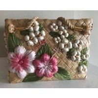 Vintage Floral Raffia Wicker Purse Bag | Etsy (US)