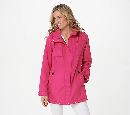 Susan Graver Water Resistant Zip-Front Jacket with Hood | QVC