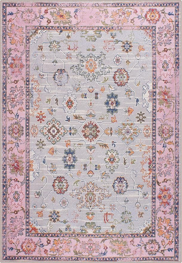 GLN Rugs Machine Washable Area Rug for Living Room, Bedroom, Bathroom, Kitchen, Printed Persian V... | Amazon (US)
