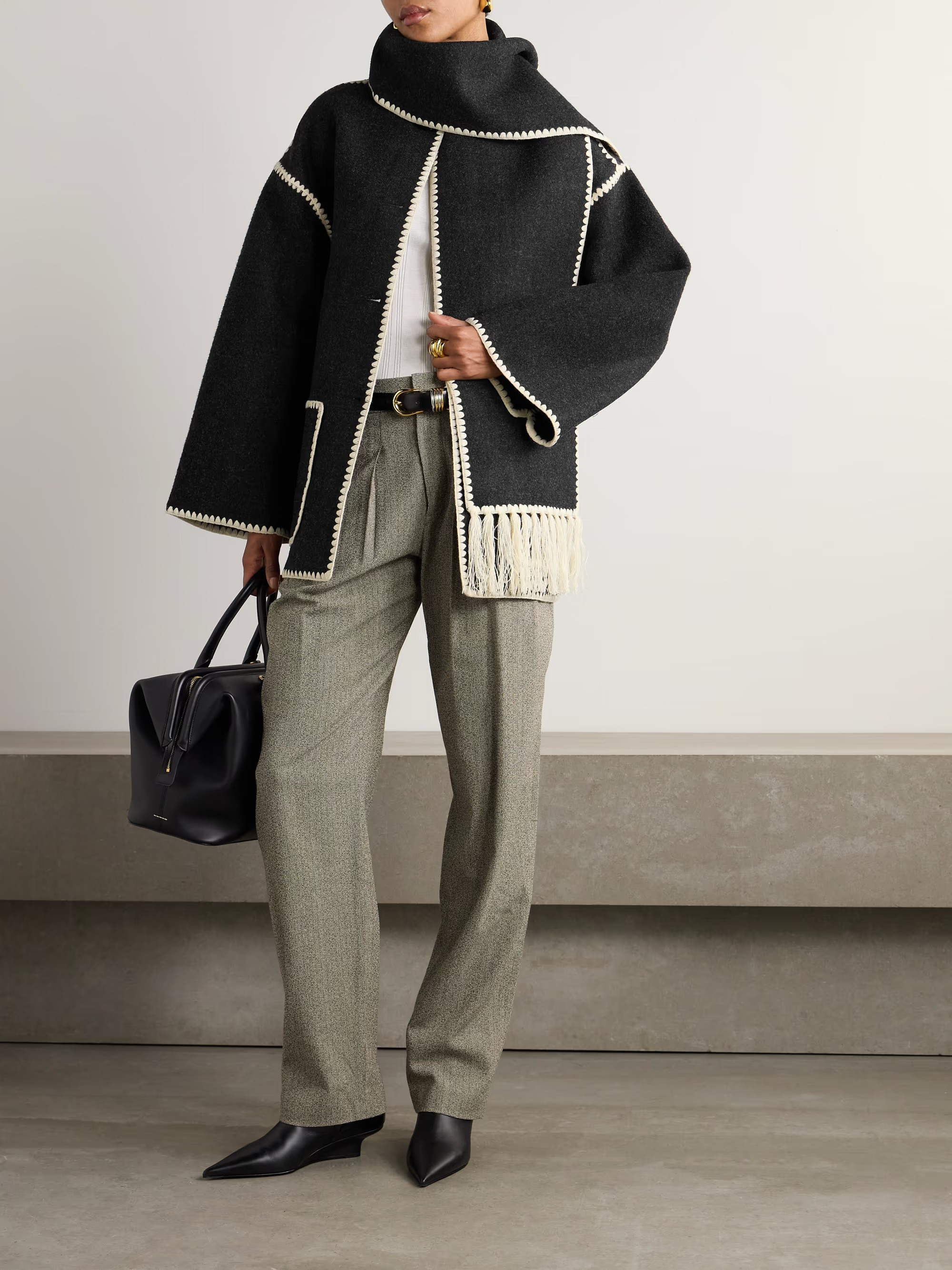 Draped fringed wool-blend jacket | NET-A-PORTER (US)