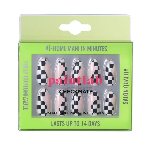 PaintLab Checkmate Gel Press On Nails Kit, Checkered, 24 Count | Walmart (US)