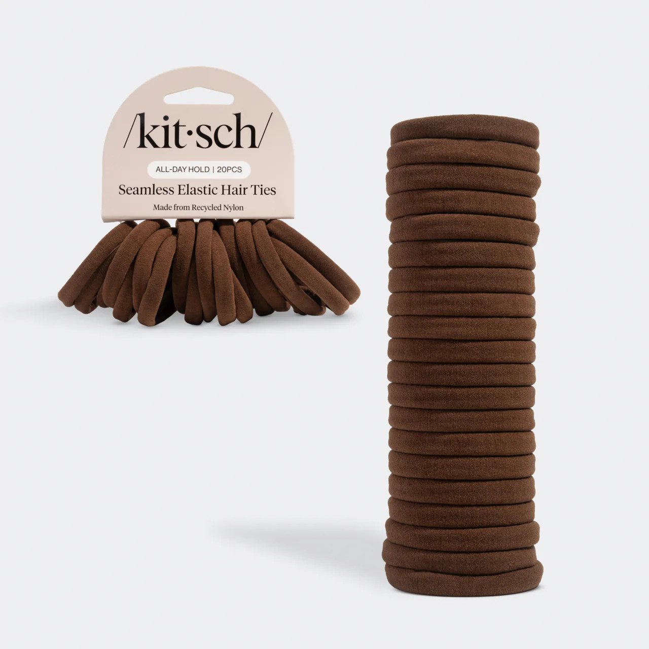 Chocolate Seamless Hair Elastics 20pc Set | KITSCH | Kitsch