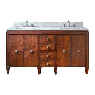 Avanity Brentwood 61 in. W x 22 in. D x 35 in. H Vanity in New Walnut with Marble Vanity Top in C... | The Home Depot