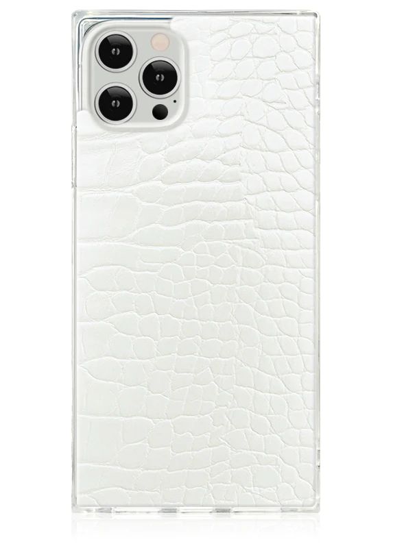 White Crocodile Faux Leather SQUARE iPhone Case | FLAUNT