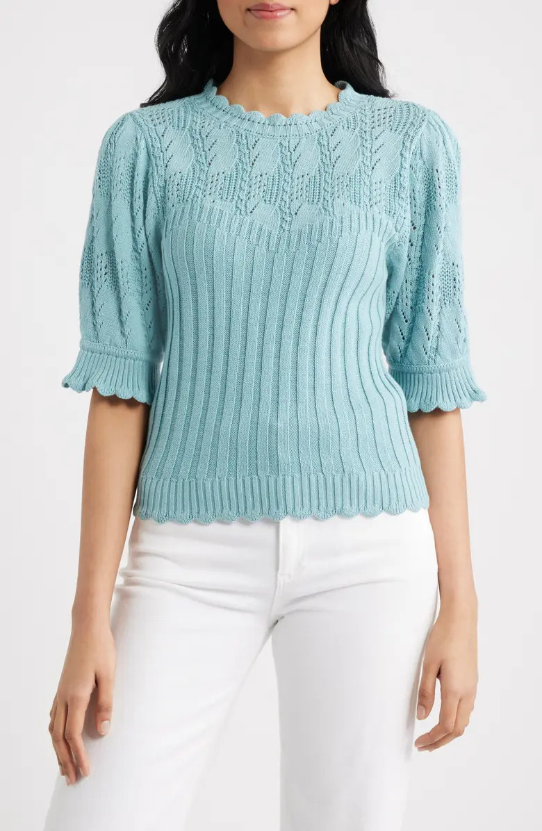 Wit & Wisdom Mixed Stitch Elbow Sleeve Sweater | Nordstrom | Nordstrom
