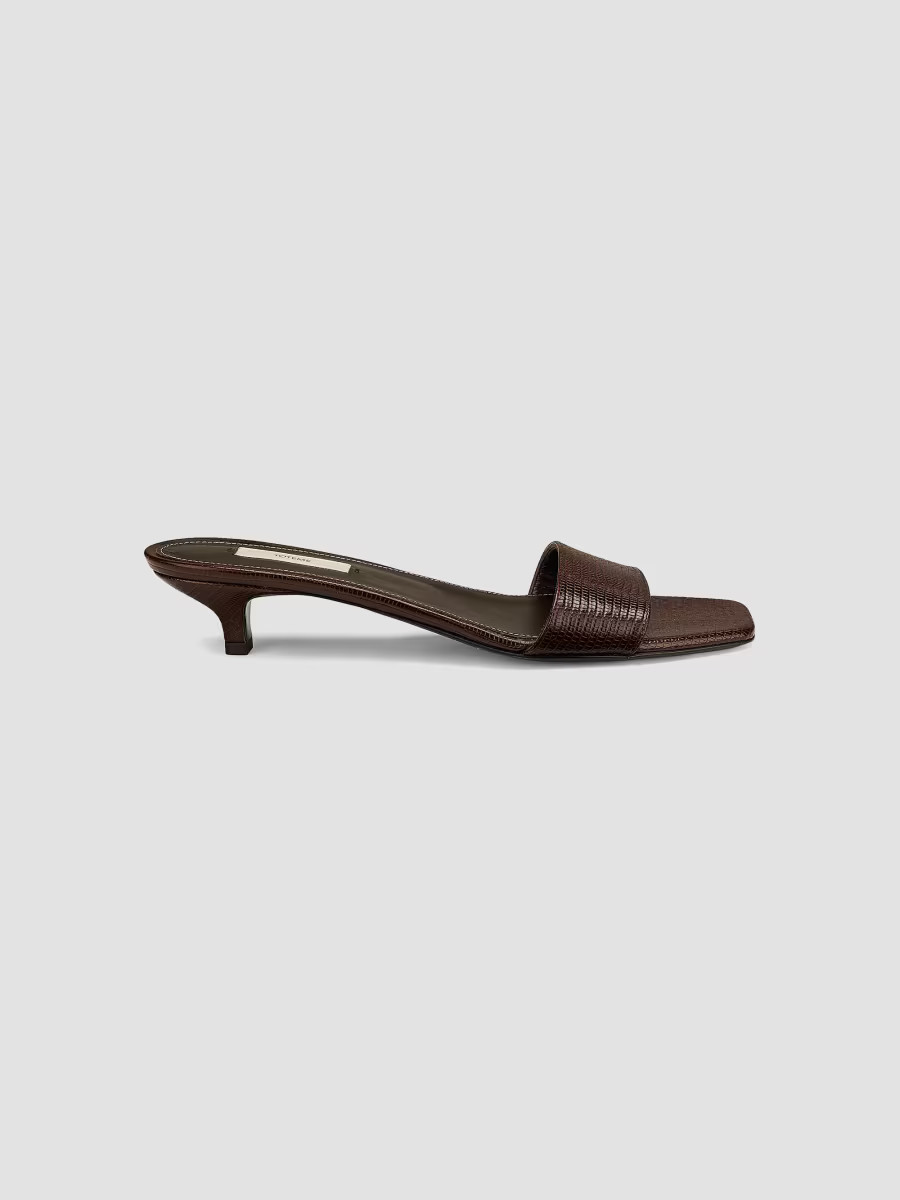 Women's Slim 35MM Lizard-Embossed Leather Mules - Brown - Size 6 | Saks Fifth Avenue