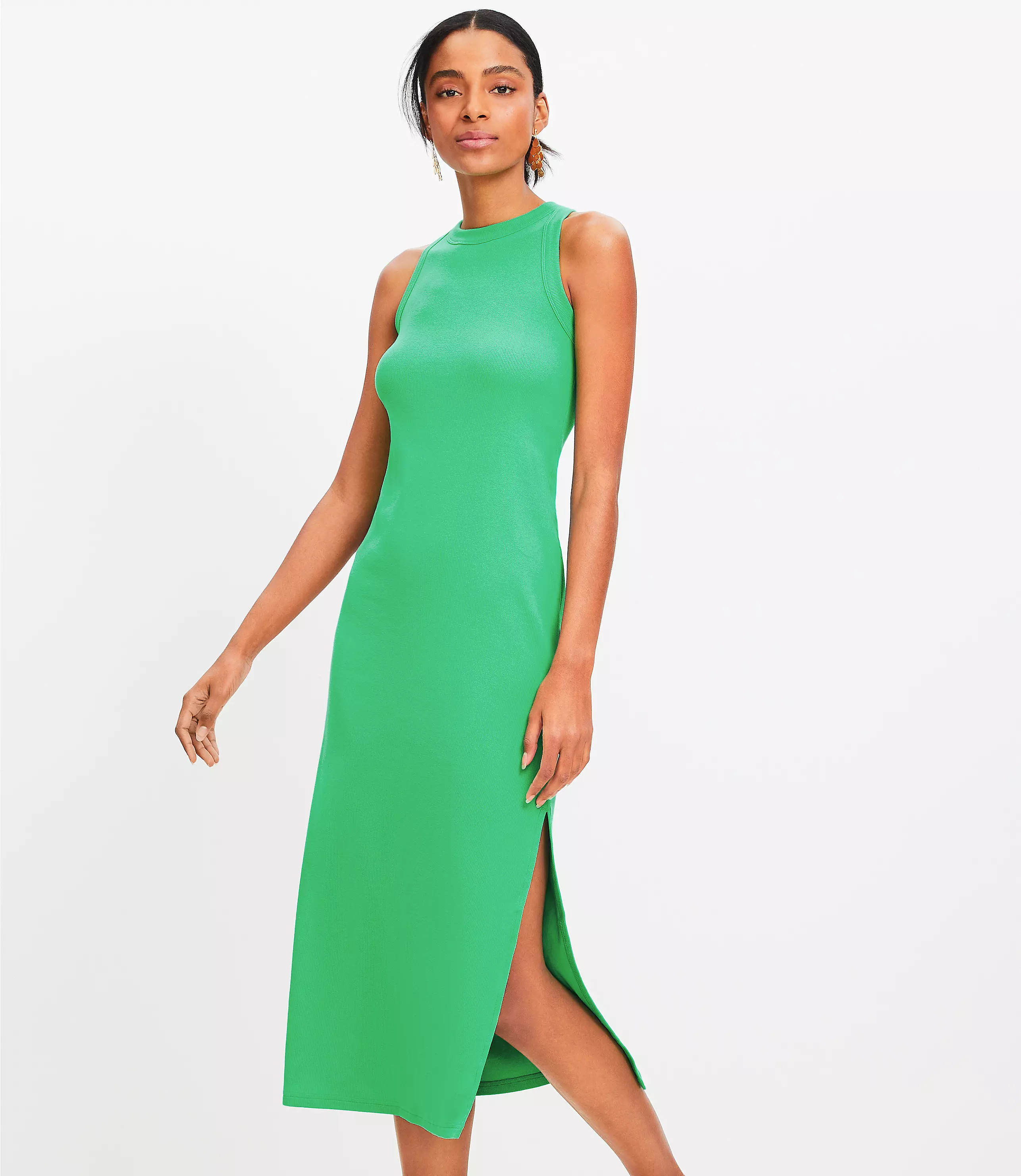 Perfect Ribbed Tank Midi Dress | LOFT
