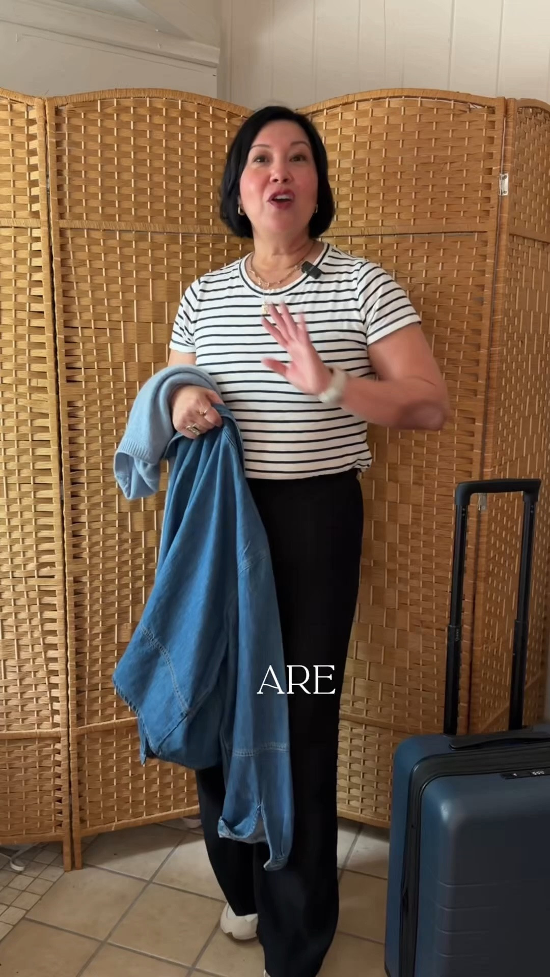 The secret to a carry on friendly airport outfit - wear what you will wear during your trip. Simple, comfortable layers.

#LTKOver40