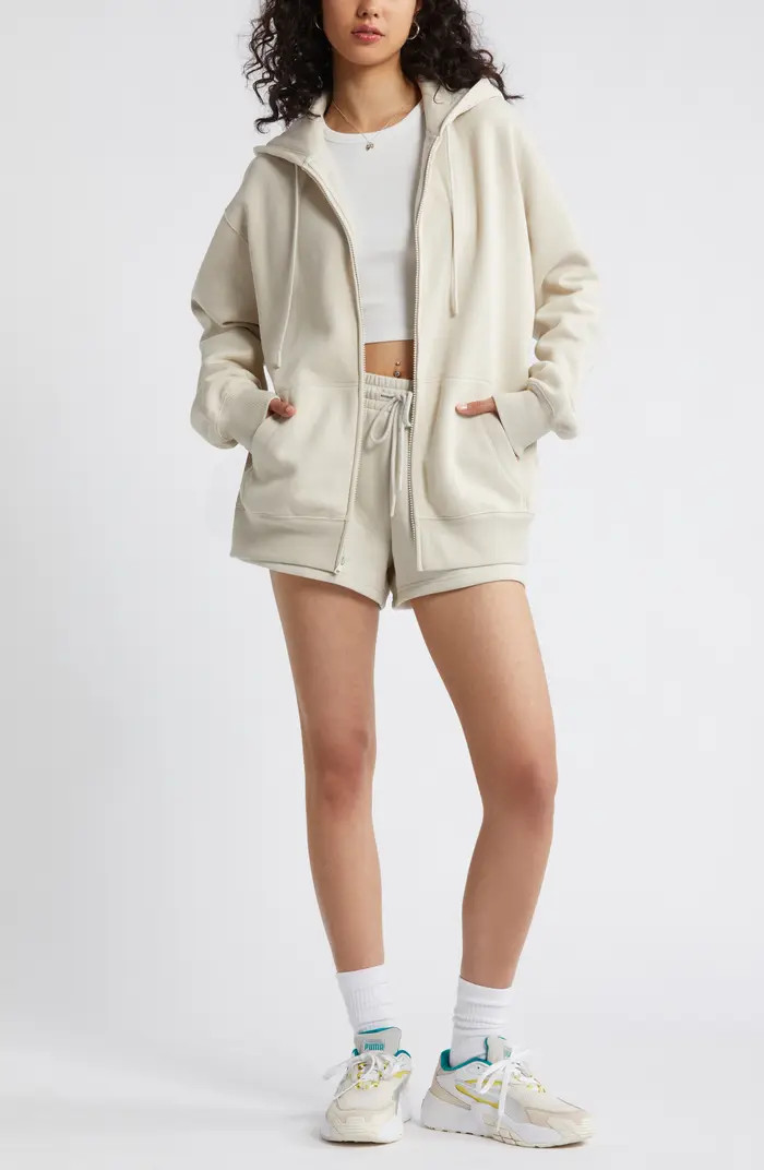 Oversize Zip Fleece Hoodie | Nordstrom
