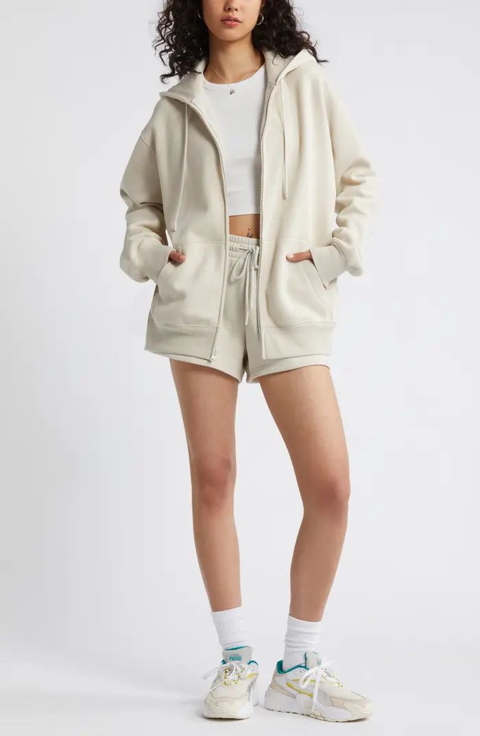 Oversize Zip Fleece Hoodie | Nordstrom