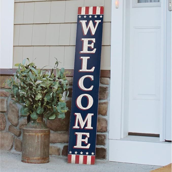 My Word! Welcome Navy Flag Patriotic Welcome Sign and porch leaner for Front Door, Porch, Yard, D... | Amazon (US)