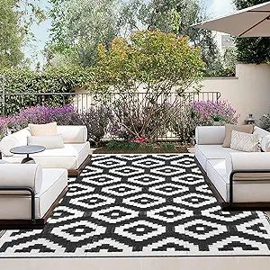 OutdoorLines Outdoor Reversible Rugs for Patio 4x6 ft - Plastic Area Rug, Stain & UV Resistant Po... | Amazon (US)