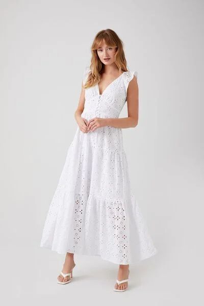 Crochet Butterfly-Sleeve Maxi Dress | Forever 21