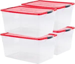 Rubbermaid Cleverstore Clear 71 Qt/18 Gal, Pack of 4 Holiday Storage Containers, Great for Holida... | Amazon (US)