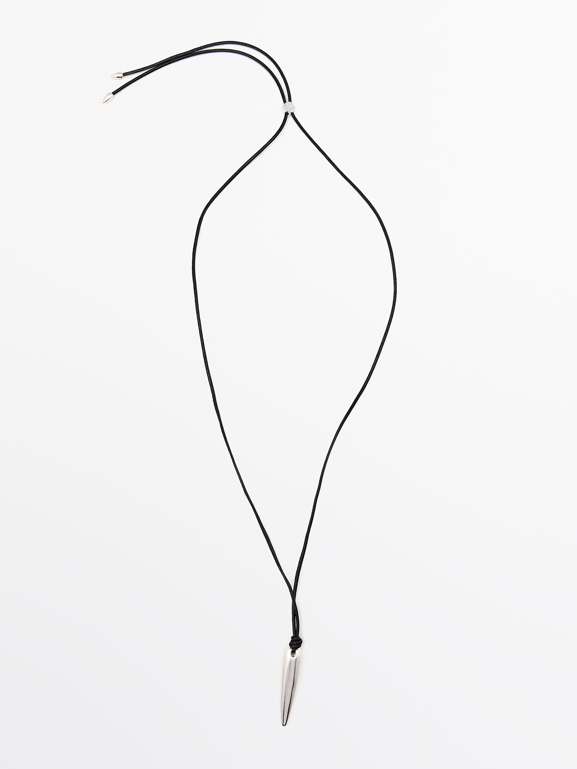 Leather cord necklace with pendulum pendant | Massimo Dutti UK