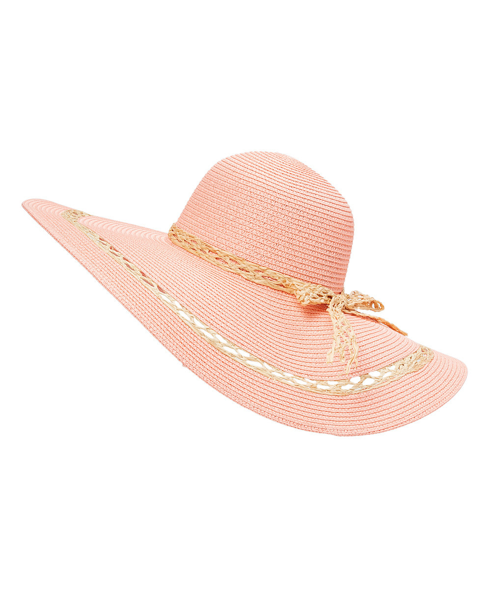 Something Special Women's Sunhats PEACH - Peach Wide-Brim Floppy Hat | Zulily