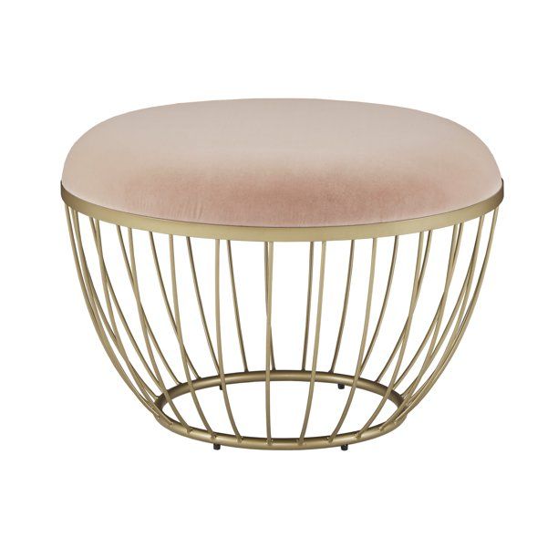 Weston Home Harriette Fabric Upholstered Round Cocktail Ottoman, Blush Pink Velvet | Walmart (US)