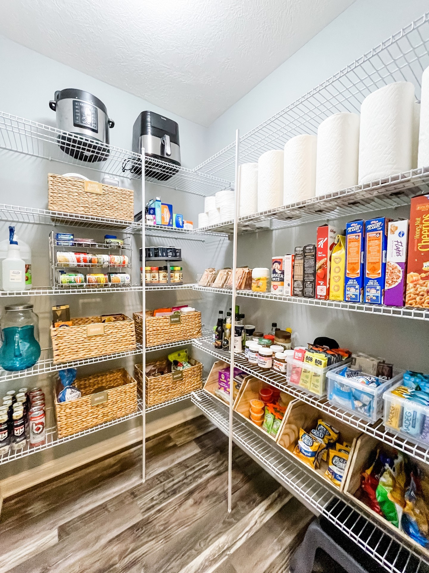 Tricky wire shelves have met their match with this combo and baskets and bins! 

We've made it easy for you and linked all of our favorites over on @ltk 

So tell us, what's your dream pantry look like?