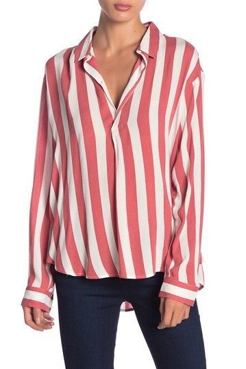 Striped Long Sleeve Popover Blouse | Nordstrom Rack