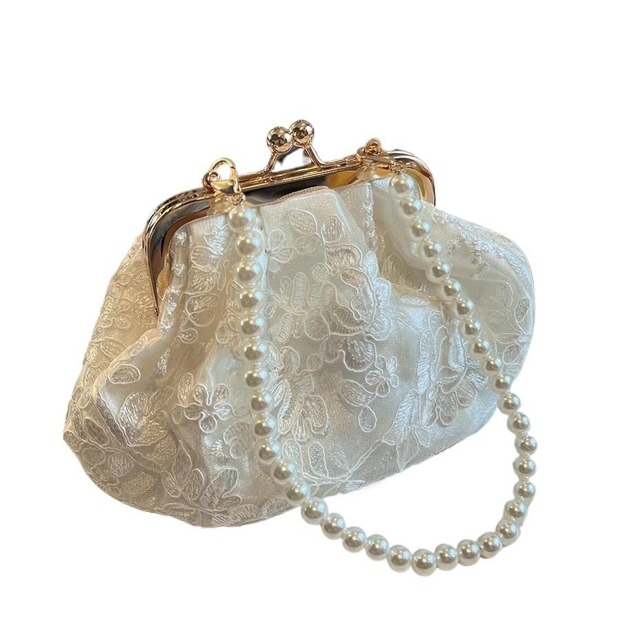 Fuqiha Embroidered Evening Handbags Pearl Chain Shoulder Bag All-Match Clip Dinner Party Clutch P... | Amazon (UK)