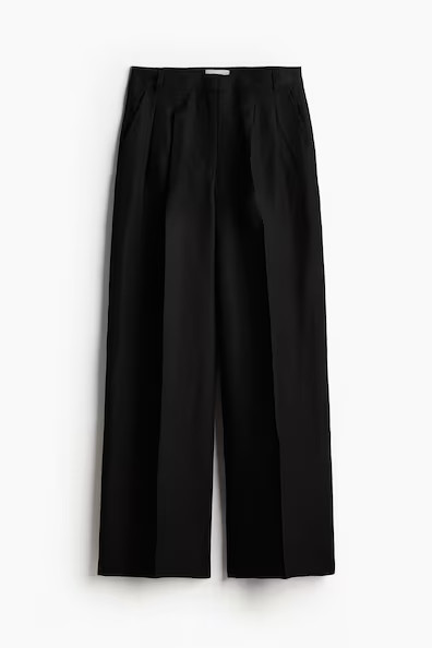 H & M - Tailored linen-blend trousers - Black | H&M (UK, MY, IN, SG, PH, TW, HK)