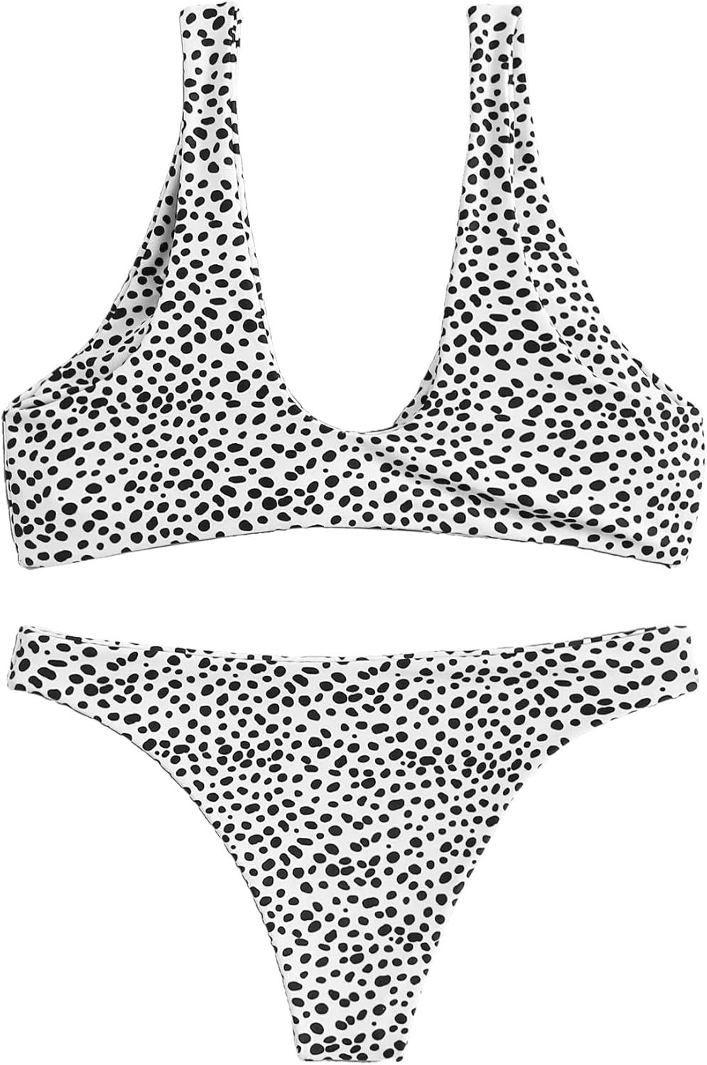 SweatyRocks Women's Sexy Bikini Swimsuit Tie Knot Front Leopard Print Swimwear Set | Amazon (US)