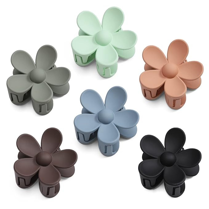 6PCS Flower Hair Clips, Flower Claw Clips for Thick Hair, Hair Clips for Thin Hair, Strong Hold H... | Amazon (US)