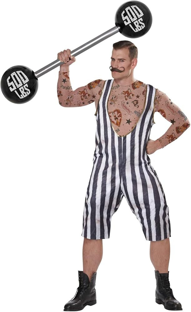 Mens Vintage Circus Strongman Adult Halloween Costume | Amazon (US)