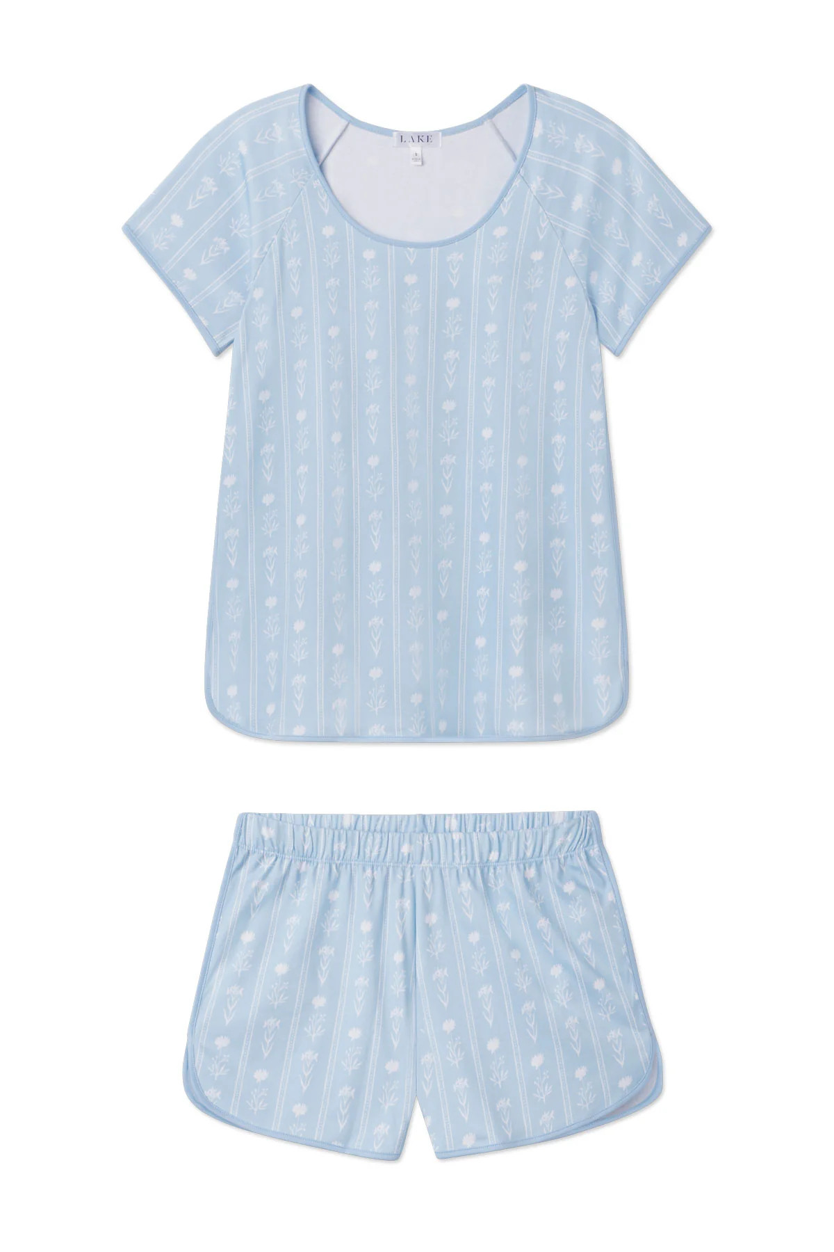 Pima Shorts Set in French Blue Watercolor Stems | Lake Pajamas