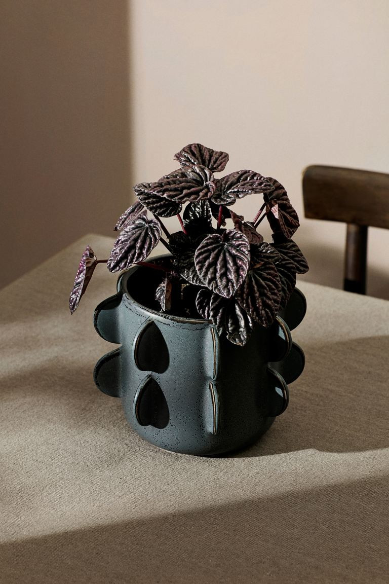 Reactive-glaze Stoneware Plant Pot - Black - Home All | H&M US | H&M (US + CA)