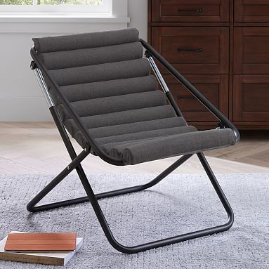 Chenille Plain Weave Washed Charcoal Sling Chair | Pottery Barn Teen