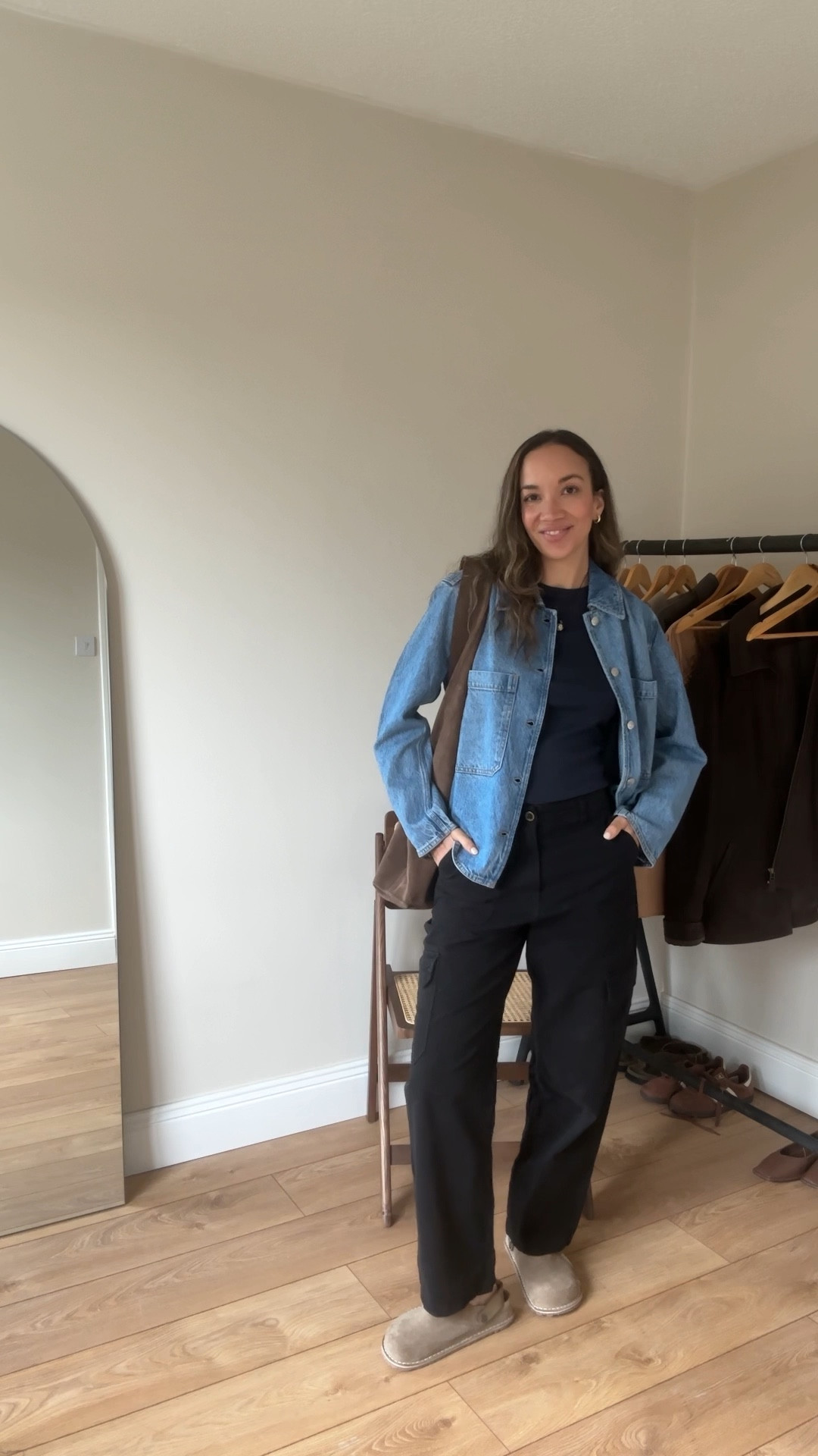 Denim jacket, Arket denim, black cargo pants, Birkenstock, casual style, every day outfit, wardrobe staples, spring outfit inspo

#LTKVideo #LTKstyletip #LTKeurope