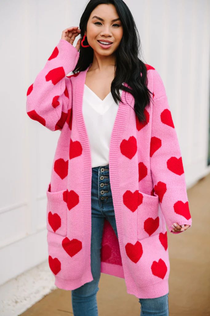 Looking At You Pink Heart Cardigan | The Mint Julep Boutique