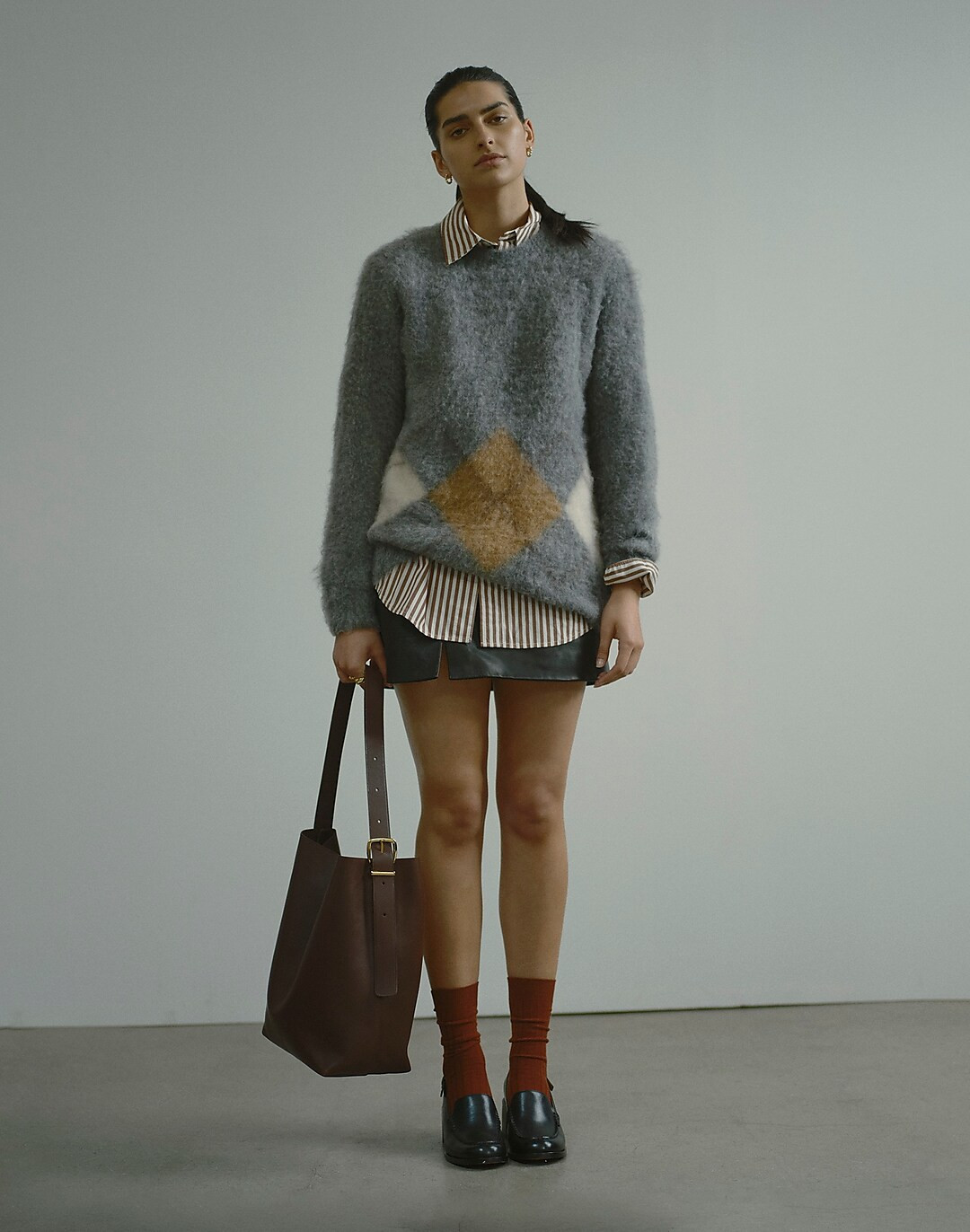 Brushed Argyle Crewneck Sweater | Madewell