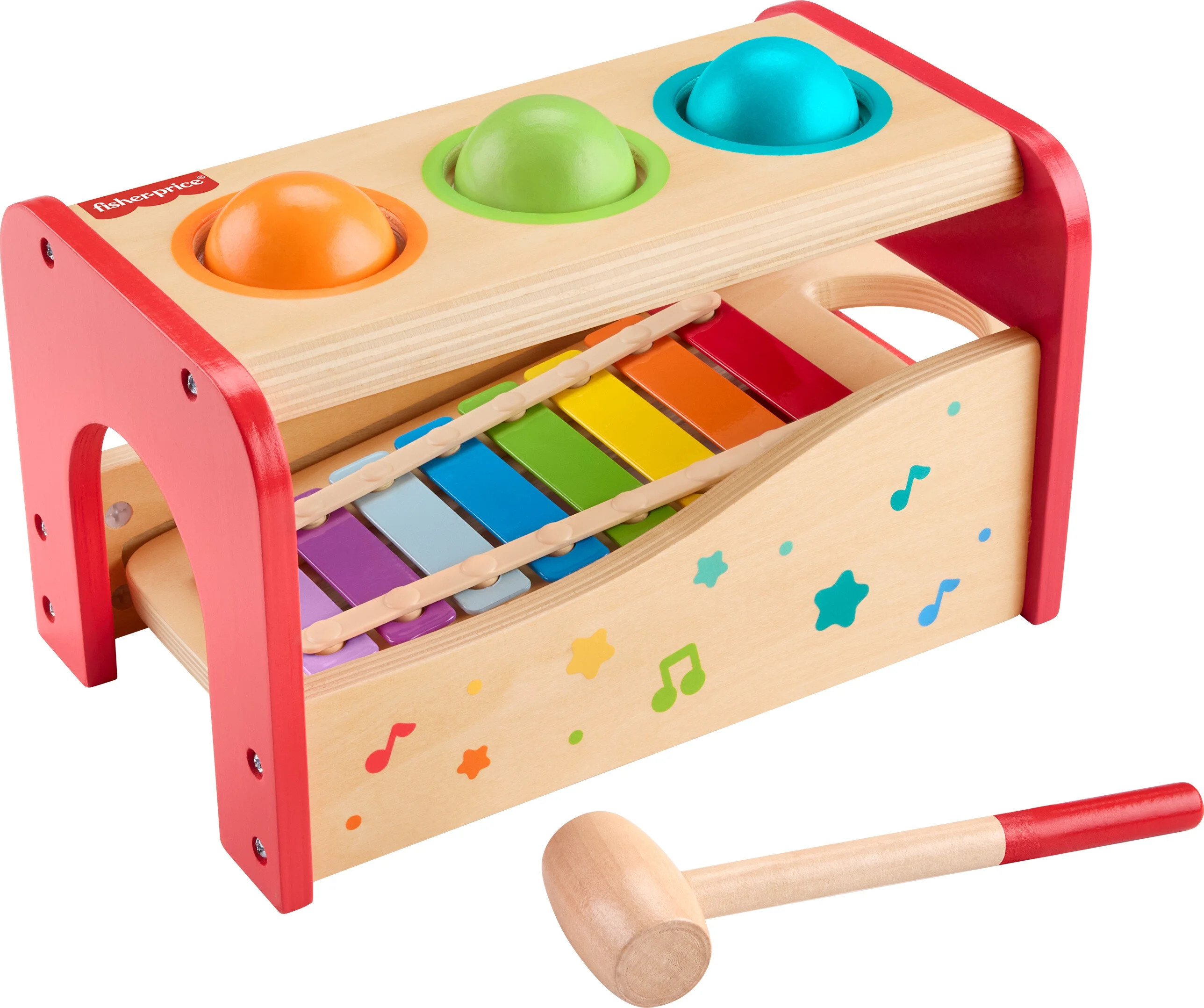 Fisher-Price Wooden Pound & Tap Bench Xylophone Musical Instrument Toy for Toddlers 18+ Months, 6... | Walmart (US)